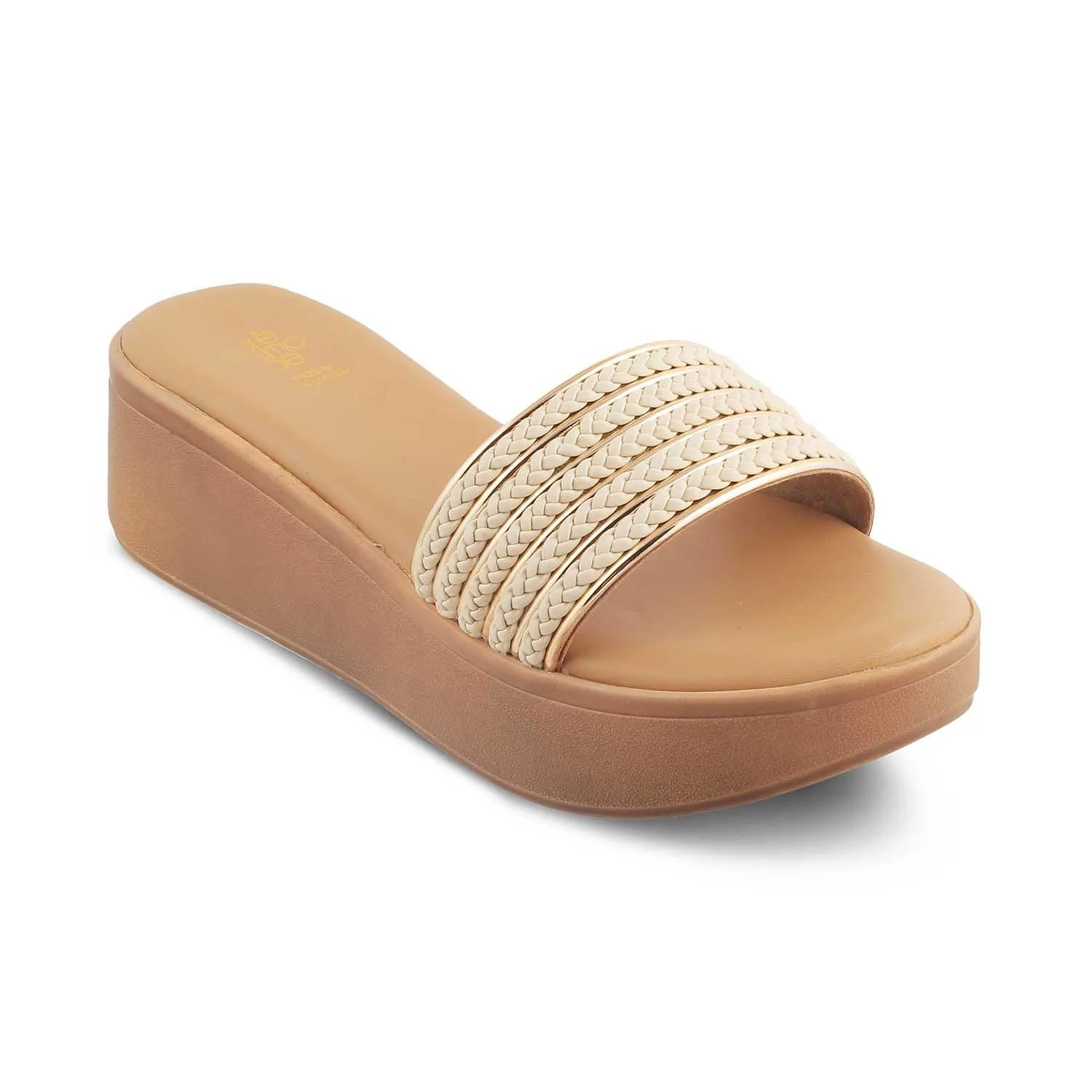 The Andiamo Beige Women's Platform Wedge Sandals Tresmode